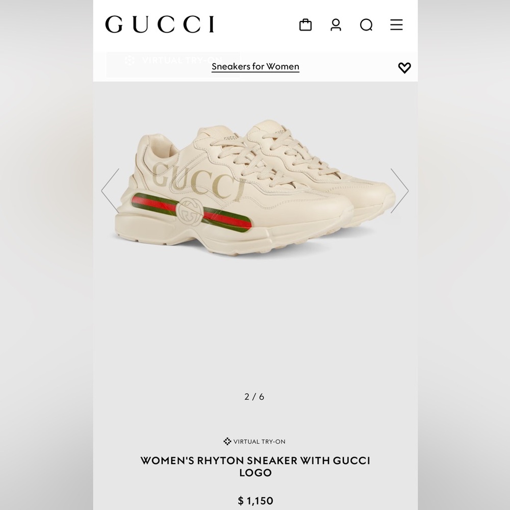Gucci Women's Rhyton Cream Sneakers